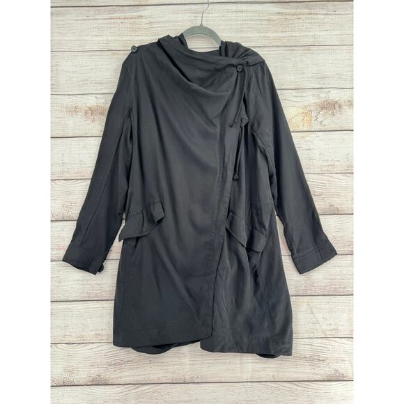 Silence + Noise Convertible Long Jacket Womens Small Black Asymmetrical - Picture 3 of 15
